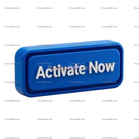 Blue Rectangular Button with White Text Activate Now Isolated
