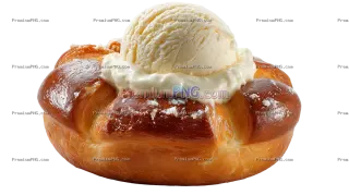 Related image: Brioche con gelato isolated on white background