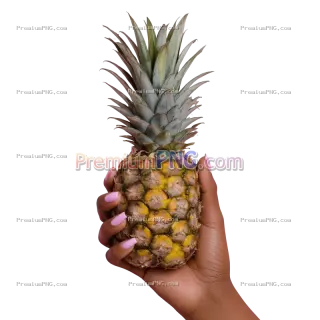 Related image: Brown Female Hand with Pink Nails Holding a Pineapple PNG