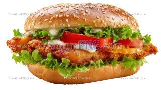 Related image: Chicken Sandwich with Lettuce, Tomato and Sauce Isolated on Transparent Background