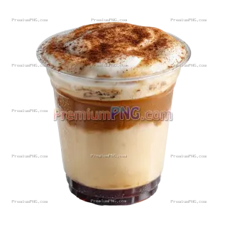 Related image: Coffee with milk or cappuccino with cinnamon in a plastic cup take away isolated