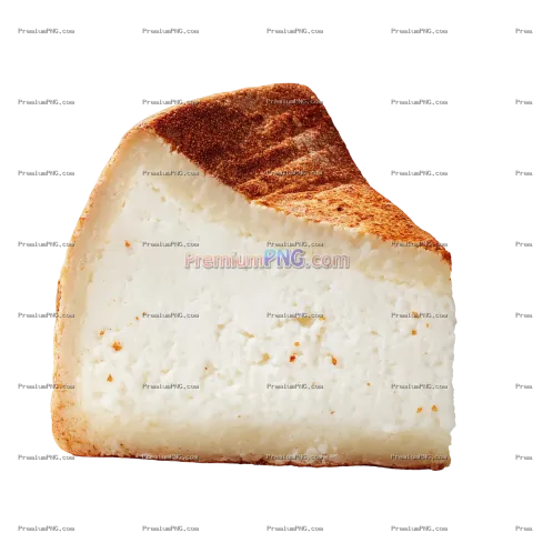 Cross Section of Creamy White Cheese with Brown Rind PNG