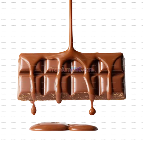 Delicious chocolate bar with chocolate sauce dripping