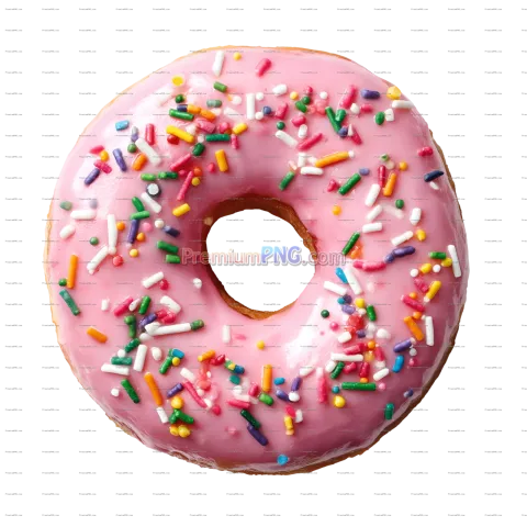 Delightful Pink Frosted Donut with Colorful Sprinkles