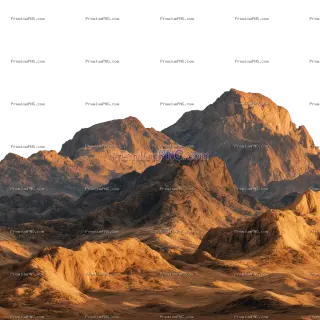 Related image: Desert Mountain Range at Golden Hour Sunset Isolated on Transparent Background