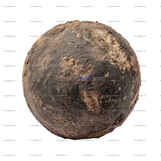 Related image: Dirt Covered Spherical Clay Ball with Rough Natural Texture – Isolated on Transparent Background