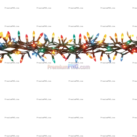 Festive Christmas Lights Border Frame isolated on Transparent Background