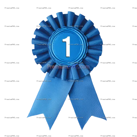 First Place Blue Award Ribbon PNG – Transparent Background Winner Rosette