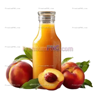 Related image: Fresh Peach Juice in Clear Glass Bottle with Peaches