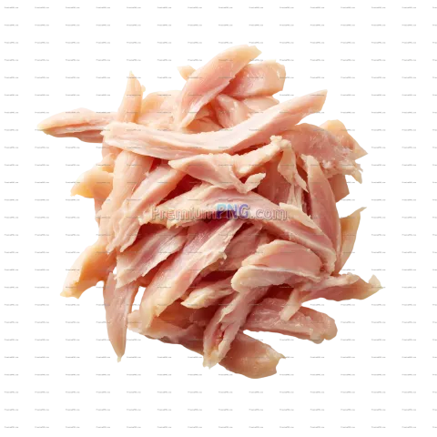 Fresh Raw Julienne Cut Chicken Thigh Meat Isolated
