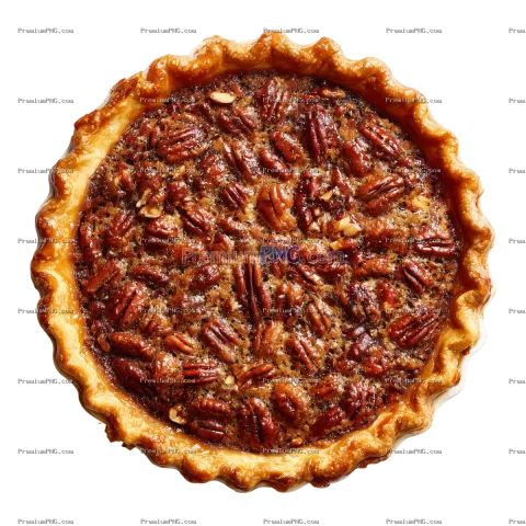 Golden Pecan Pie with Flaky Crust on Transparent Background