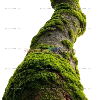 Related image: Green Moss Covered Tree Trunk Isolated on Transparent Background