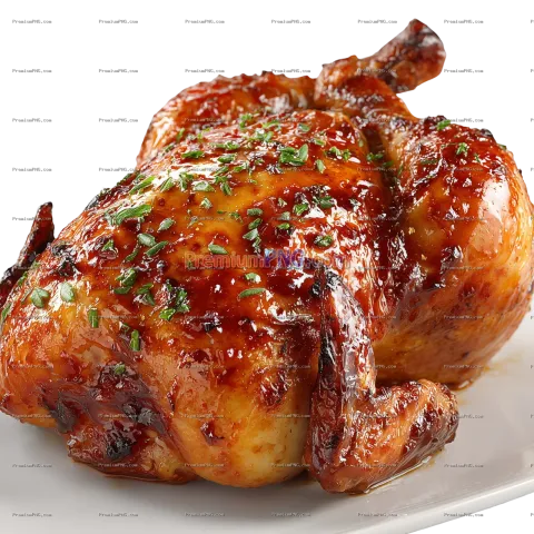 Grilled Whole Chicken with Savory Glaze on White Background | Free Stock Image