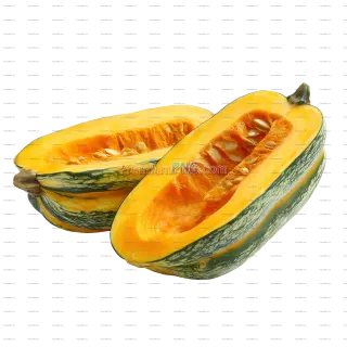 Related image: Halved Delicata Squash with Orange Flesh and Green Stripes