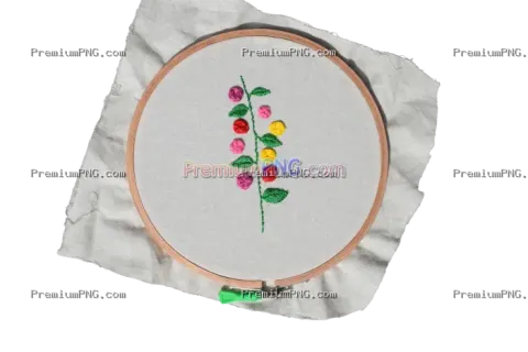 Hand embroidery specimen on wooden hoop