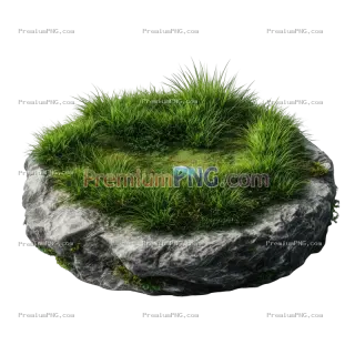 Related image: Lush Green Grass Patch on Rocky Surface – Natural Grass Island