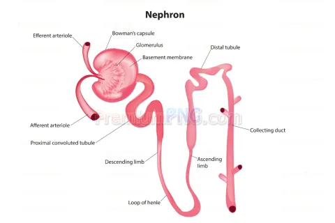 Nephron Structure Vector Diagram – Royalty-Free Labeled Kidney Anatomy Stock Illustration