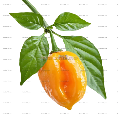 Orange Habanero Pepper with Detailed Texture Isolated on Transparent Background