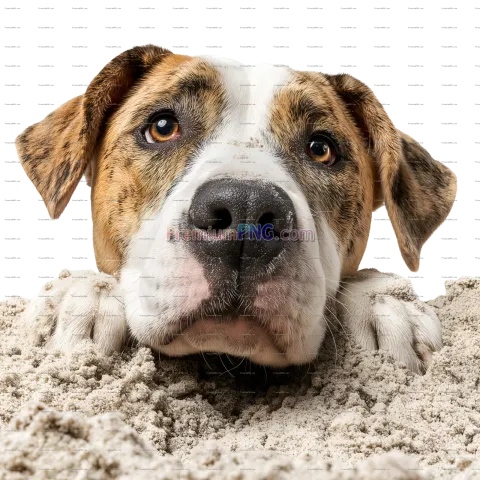 Playful Dog Digging Sand Action Shot