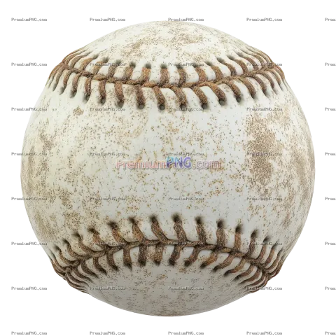 Realistic worn white baseball, detailed texture, vintage sports ball for design and advertising use
