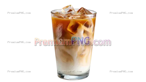 Refreshing Iced Latte in Glass | Transparent PNG Stock Image
