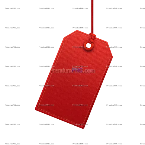 Stylish red tag isolated on transparent background, customizable design for holiday promotions, Chri
