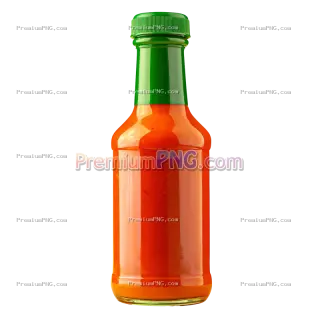 Related image: Vibrant Hot Sauce Bottle with Green Cap PNG