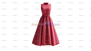 Related image: vintage fashion dress, sleeveless midi dress, solid color, 3D render, classic silhouette, elegant an