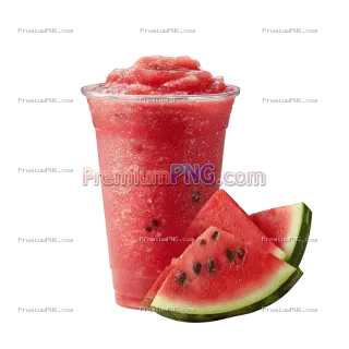 Related image: watermelon smoothie in take away cup with watermelon sliced isolated