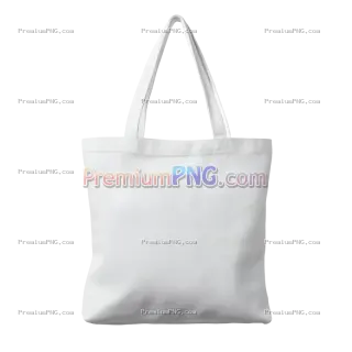 Related image: White Canvas Tote Bag with Handle Isolated on Transparent Background
