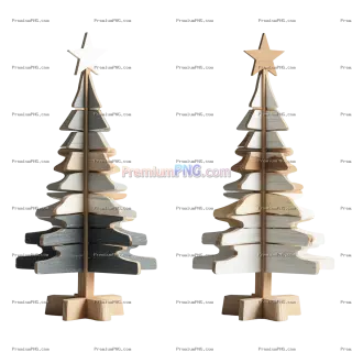 Related image: Wooden Christmas Tree with Gray Slats and White Star on Stand PNG Cutout