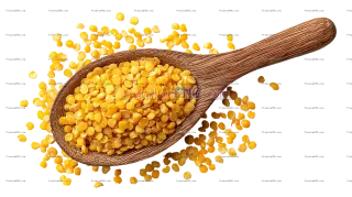 Related image: Yellow Split Peas on Wooden Spoon Isolated on Transparent Background – Top View
